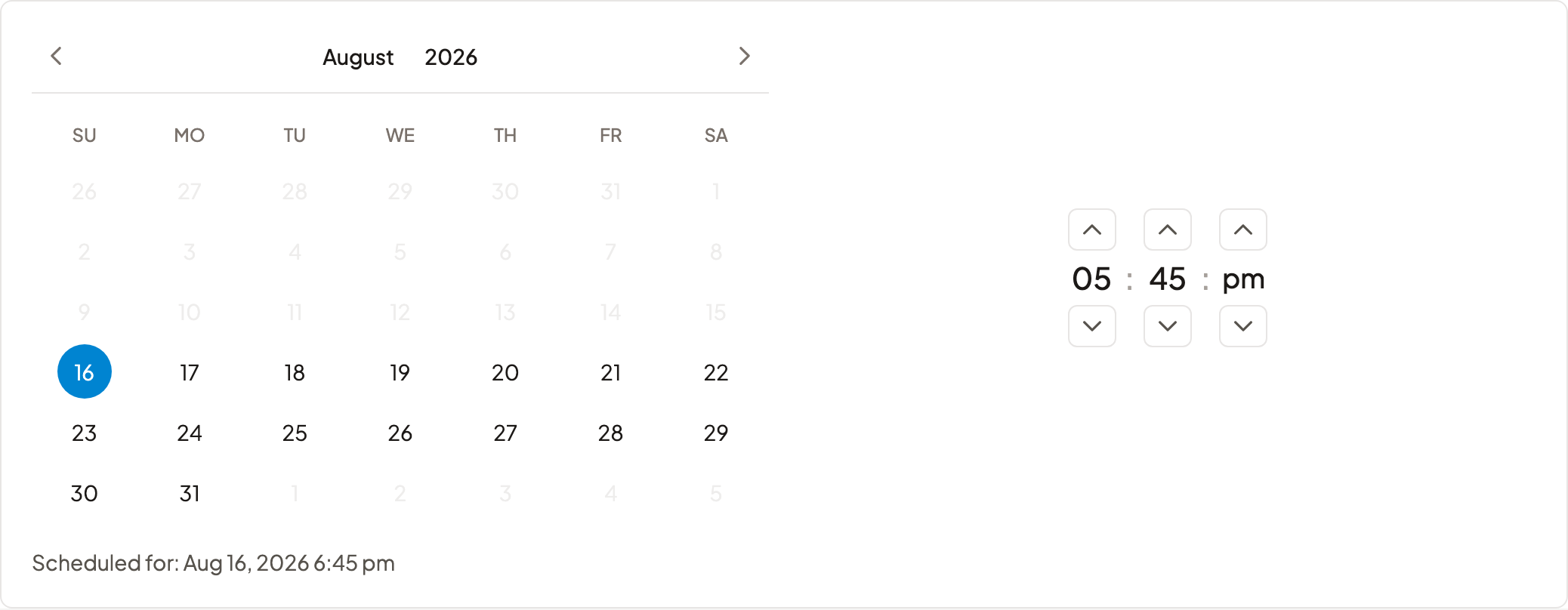 A date and time picker for scheduling a flag target change